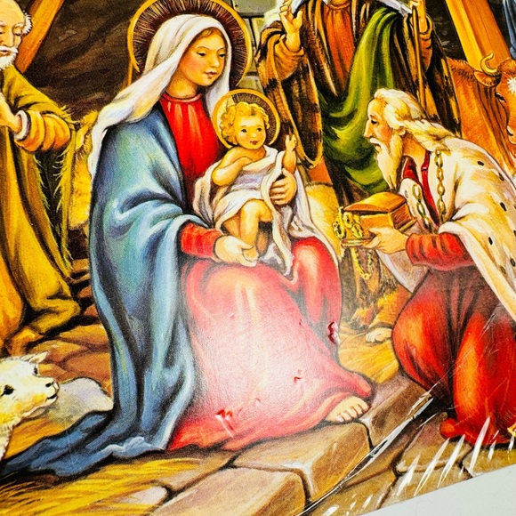 3D Christmas Pop-Up Nativity Advent Calendar Partially Opened. - Picture 2 of 6